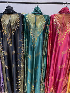 Lisami Extra Big Long Foil Abaya新イスラム教徒ファッションソフトフリーサイズホットスタンプドレスローブカジュアルメイドポリエステルアフリカ服 - Product Image 4