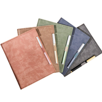 Carnet agenda de bureau A4 A5 B5 coffret cadeau vert affaires Promotion cadeaux classeur avec fente pour carte anneau pour stylo couverture en cuir PU