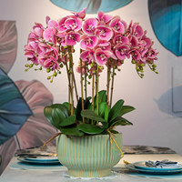 Tanaman Anggrek Buatan FANHUA, Pot Plastik Putih, Phalaenopsis Palsu Modern Buatan Tangan, Hiasan Meja, Bunga Realistis