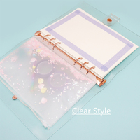 A5 A6 A7 couverture de classeur de journal rechargeable coque de cahier en PVC à paillettes fermeture à bouton pression en or rose 6 anneaux étui à feuilles mobiles