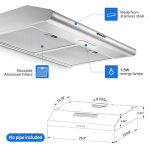 SNDOAS <span class=keywords><strong>Hotte</strong></span> <span class=keywords><strong>sous</strong></span> <span class=keywords><strong>armoire</strong></span> <span class=keywords><strong>30</strong></span> <span class=keywords><strong>pouces</strong></span>, <span class=keywords><strong>hotte</strong></span> de cuisine sans conduit avec filtre à charbon, <span class=keywords><strong>hotte</strong></span> de cuisine avec bouton de contrôle 3 vitesses - Product Image 6