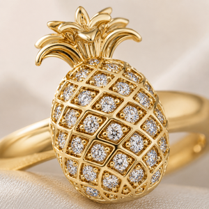 Anello a Forma di Ananas per Donne, Stile Coreano, Anello di Tendenza, Gioiello da Dito Carino - Product Image 3