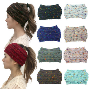 Bonnet tricoté pour femmes, <span class=keywords><strong>laine</strong></span>, décoiffé, chaud, <span class=keywords><strong>oreille</strong></span>, Crochet large, bandeaux colorés, chapeau, bonnets, tricots, 1 pièce DDA1392 - Product Image 2
