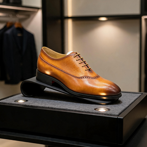 CACATUA 20260122-12 Scarpe Oxford Brogue in Vera Pelle con Lacci, Marrone Anticato Lucidato a Mano, per Uomo, Formali, Business, Matrimonio - Product Image 4