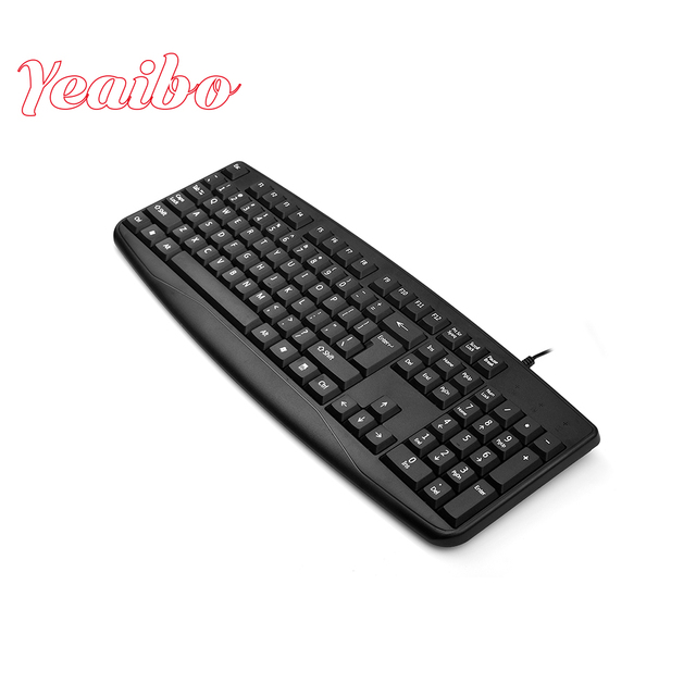 Yeaibo New Low MOQ Free Custom logo Language Wired USB Ergonomic Computer Accessories Desktop Game Business Office Keyboard