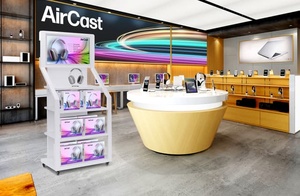 Sản phẩm hiển thị Kệ LCD màn hình bánh xe kim loại hiển thị giá gỗ Kệ Rack hiển thị - Product Image 5