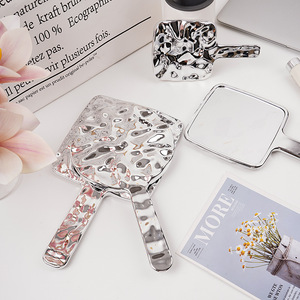 <b>Square</b> Handheld Cosmetic <b>Mirror</b> Electroplated Handle Portable Beauty <b>Mirror</b> For Makeup And Travel Use - Product Image 3