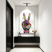 Graffiti Signe Main de Paix Panneau Art Déco Art Mural Pop Art Geste V Victoire Impression Toile Décoration Murale pour Salon