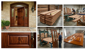 Porte en bois Meranti de haute qualité, finition lisse, structure robuste et durable, texture naturelle, design personnalisé, intérieur extérieur - Product Image 3