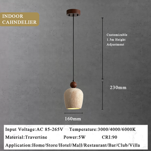 Pendentif minimaliste en pierre de <span class=keywords><strong>travertin</strong></span> jaune et blanc pour appartement moderne, <span class=keywords><strong>salon</strong></span>, couloir, bar, lampes suspendues réglables - Product Image 5
