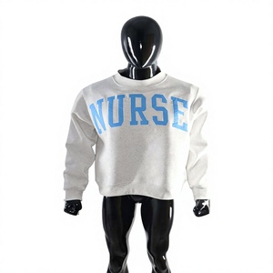 NURSE ASH GREY SKY BLUE Hooded 100% Cotton Winter Men's Vintage Fashion <b>Mock</b> <b>Neck</b> Sweatshirt Women Casual Oversized - Product Image 1