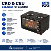 Four électrique compact 2-en-1 et plaque chauffante, appareil de cuisine de table compact, solutions CKD CBU pour les importateurs