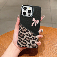 Coque de téléphone portable INS au design mignon et tendance, motif léopard, nœud et cerises, pour iPhone 17 16 15 Pro Max, personnalisable