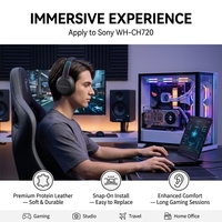 Coussinets d'oreille en cuir protéiné de haute qualité pour casques Sony WH-CH720, remplacement des oreillettes en mousse à mémoire de forme