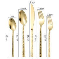 Ensemble de Couverts en Acier Inoxydable 304 avec Manche Martelé Élégant, Doré et Argenté, pour Restaurants et Hôtels (Vente en Gros)