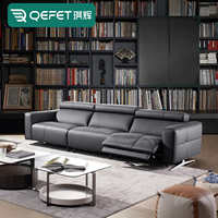 Sofá reclinable giratorio de 2-3 plazas moderno con reposapiés extensible marco de madera de cuero genuino para sala de estar de cine en casa