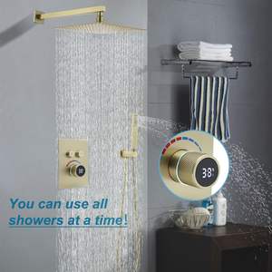 صمام خلاط الدش النحاسي الصلب المصقول المُثبت بالذهب المصقول ، مخرج <span class=keywords><strong>2</strong></span> اتجاه LED من الخارج من من من النحاس الأصفر - Product Image 6