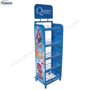 Free Standing Store Fixtures Retail Display Metal Wire Hanging Basket Shelf System Candy Display Rack