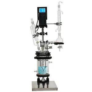 2 Liter Lab Mini Chemical Jacketed Glass Reactor Price for mixing and distillation