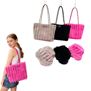 Bolso <span class=keywords><strong>de</strong></span> Mano Casual <span class=keywords><strong>de</strong></span> Felpa para Invierno, Bolso <span class=keywords><strong>de</strong></span> Compras con Rayas, Versátil, <span class=keywords><strong>de</strong></span> Gran Capacidad, Bolso <span class=keywords><strong>de</strong></span> Mano <span class=keywords><strong>de</strong></span> Felpa para Mujer, Bolso <span class=keywords><strong>de</strong></span> Mamá - Product Image 1