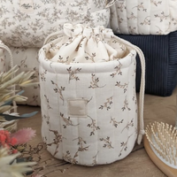 2024 nouveauté personnalisé pliant sac cosmétique matelassé coton maquillage sac durable flore Bbay jouet organisateur seau de rangement