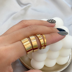 Dainty Stainless Steel 18k Gold Plated Band Stacking <strong>Ring</strong> <strong>Thick</strong> Couple Statement <strong>Ring</strong> Women Men - Product Image 4