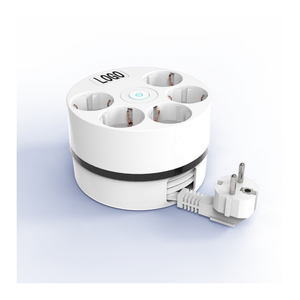 Nuevo Diseño Redondo 2026, Enchufe de Pared con 5 Tomas de Corriente Estándar Europeo, Enrollador de Cable Retráctil con Interruptor - Product Image 1