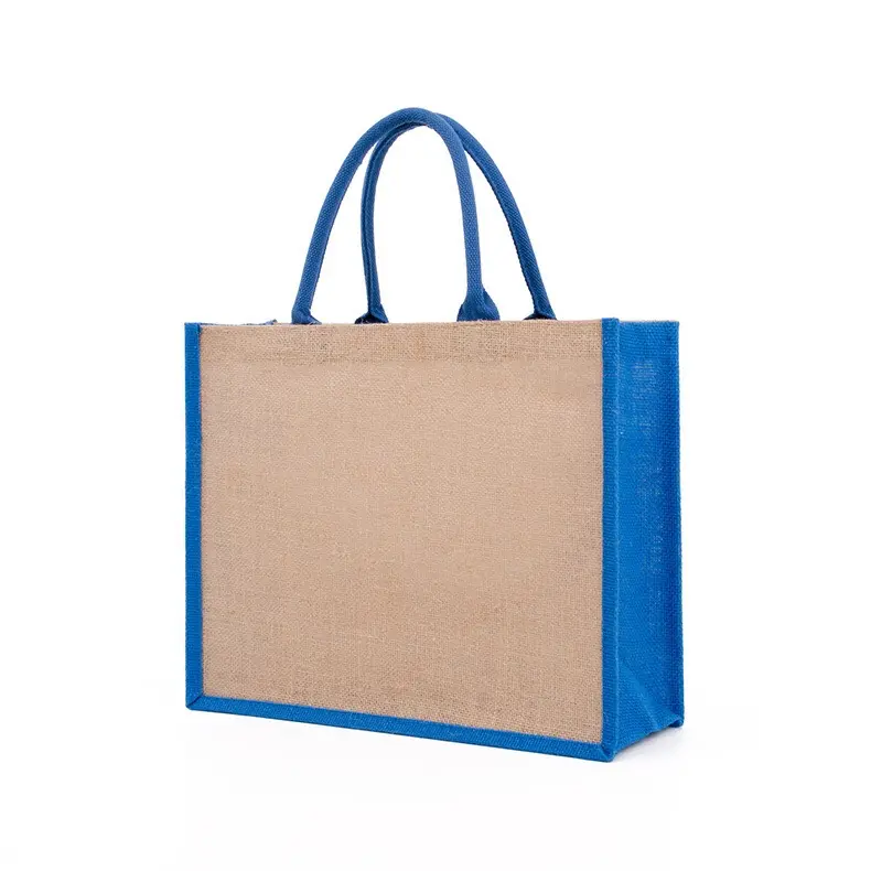 Borsa Shopper semplice all'ingrosso borsa da spiaggia Tote Shopping in juta ecologica naturale grande stampata personalizzata