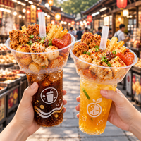 Gobelets à collation en PP avec logo personnalisé, 500 ml et 700 ml, avec couvercle, pour frites, jus, sodas, milkshakes, et street food