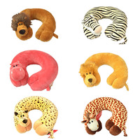 Oreiller de cou multifonctionnel en forme de U pour animaux de la forêt Lion Girafe Voyage Bureau Sieste Voiture Avion