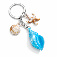 Porte-clés Coquillage de Plage, Étoile de Mer Irisée, Breloques Étoile à Cinq Branches, Pendentif de Sac DIY, Cadeaux pour Filles, Étudiantes, Amies