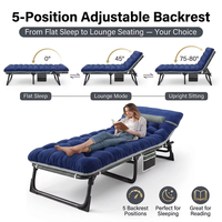 Colchón Plegable Acolchado para Camping con Almohada, Tumbona Reclinable Ajustable, Cama Plegable para Adultos, Precio al por Mayor