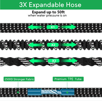 Tuyau d'arrosage extensible BSCI 50FT 3X, anti-torsion, léger, rétractable, anti-UV, anti-fuite, pour l'arrosage et le lavage de voiture