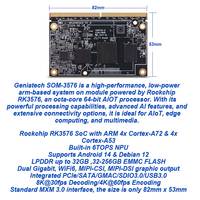 Geniatech SOM-3576 para Sistema ARM, Procesador AIOT de Ocho Núcleos y 64 Bits, Android 14/Debian 12, Placa Base de Desarrollo Rockchip RK3576