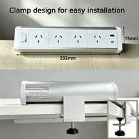 Support de bureau à fixation par pince avec prise multiprise 4 sorties IP54 Australie et 2 ports USB – Fixation amovible pour bureau