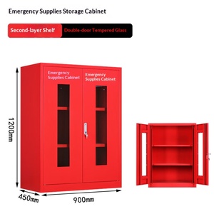 Emergency Supplies Cabinet 1200x900x450mm Double Tempered Glass Door Second Layer Shelf Fire & Rescue Equipment Enclosure - Product Image 3