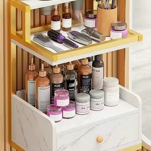 Modern Gold Wall Mounted <b>Salon</b> <b>Furniture</b> Hair <b>Salon</b> Stations Equipment with Tool Storage Cabinet for Barber Shop - Product Image 3