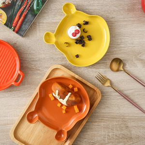 Platos infantiles bonitos, platos de cerámica con diseño de oso de dibujos animados, platos para pasteles y postres, platos para el té de la tarde, Navidad - Product Image 1