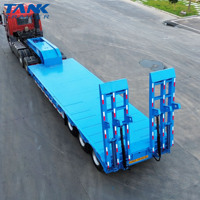 Semi-remorque à plateau surbaissé 3 essieux, capacité 60-80 tonnes, semi-remorque surbaissée robuste, semi-remorque à plateau surbaissé en acier avec verrous pour conteneurs