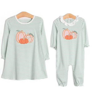 Monogramma nuovo Design in cotone <span class=keywords><strong>zucca</strong></span> a righe manica lunga abiti <span class=keywords><strong>da</strong></span> <span class=keywords><strong>bambina</strong></span> fratelli - Product Image 6