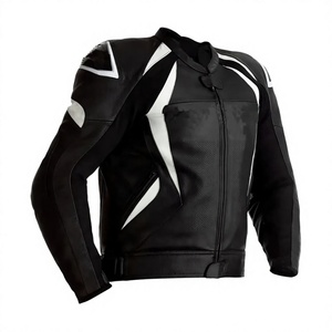 Veste de course moto personnalisée pour homme en cuir de vachette véritable avec protection CE niveau 2 et protection dorsale - Product Image 1