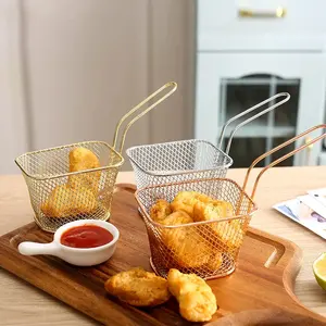 Multifunktion ale Küche Lebensmittel Braten Quadrat Friteusen Net Fry Basket Mesh Edelstahl mit langem Griff