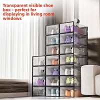 Boîte à chaussures rectangulaire moderne en plastique PPABS grande taille, à ouverture latérale, avec cadre double extrémité, personnalisable, forte capacité de charge, haute valeur esthétique