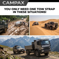 Sangle de remorquage cinétique 3-14t 5m 75mm pour tout-terrain, overlanding 4x4, Abschleppseil