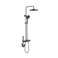 Meilleures ventes 2026 Ensemble de douche mural pour salle de bain en laiton et aluminium spatial avec étagère et pommeau de douche rond