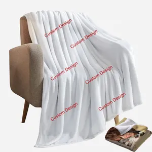 100% Polyester Customize Sublimation White Mink Blanket Sublimation Throw Blanket Custom Sublimation Blanket Print Brand Logo