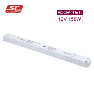 0-10v peredupan linier satu Output led strip cahaya dimmable driver 12v 24v 150w