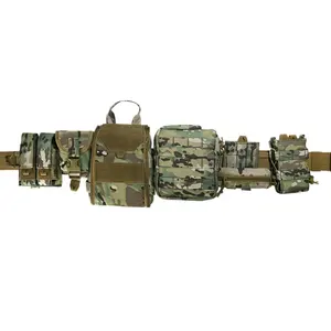 YAKEDA Cinturon Tactico Cinturon Tactique 5 in 1 Combined Girdle Utility Duty Tactical Belt with Multi-functional Pouches