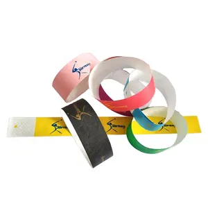 250mm Long Disposable Waterproof colorful Custom Paper Wristbands/Bracelet For Events Party