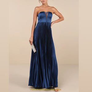 Tubino personalizzato senza spalline per donne che dimagrisce il Design su misura tinta in tinta tinta con tecnica Casual lungo fino al pavimento per riunioni di festa - Product Image 3